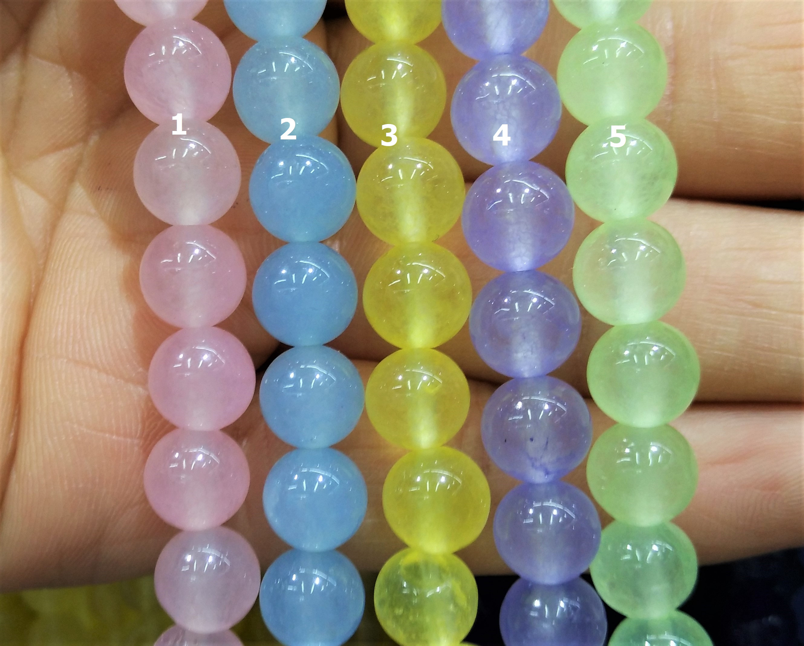 4mm, 6mm, 8mm, 10mm Colored Jade Round Beads - Pink, Aqua, Yellow, Lavender, Peridot - Bracelet Making Supplies