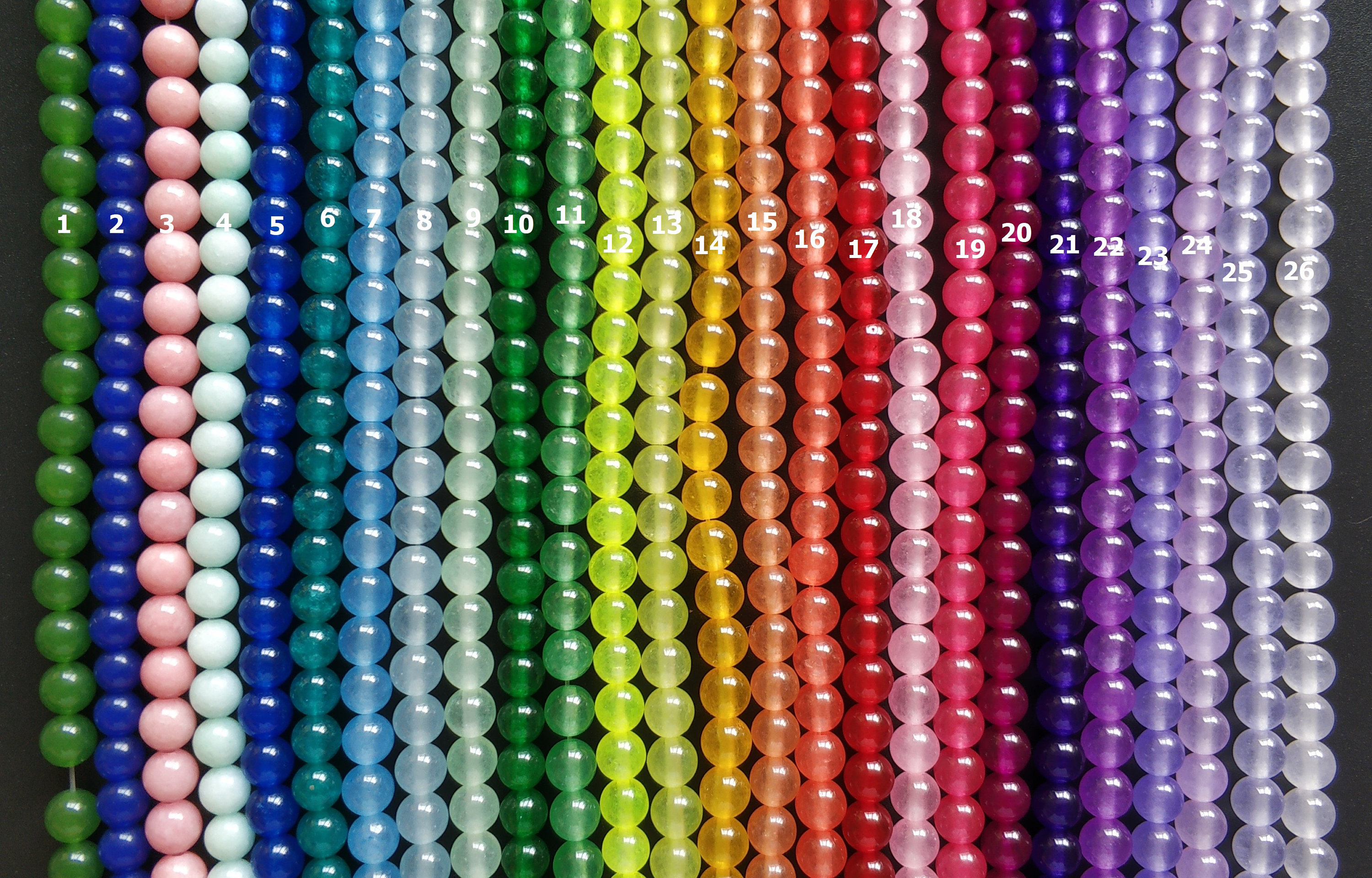 Neon Candy Jade Round Beads - 4mm, 6mm, 8mm, 10mm, 12mm - Royal, Teal Blue, Fuchsia, Hot Pink, Red, Yellow, Purple, Green - High Quality Bracelet Making Beads