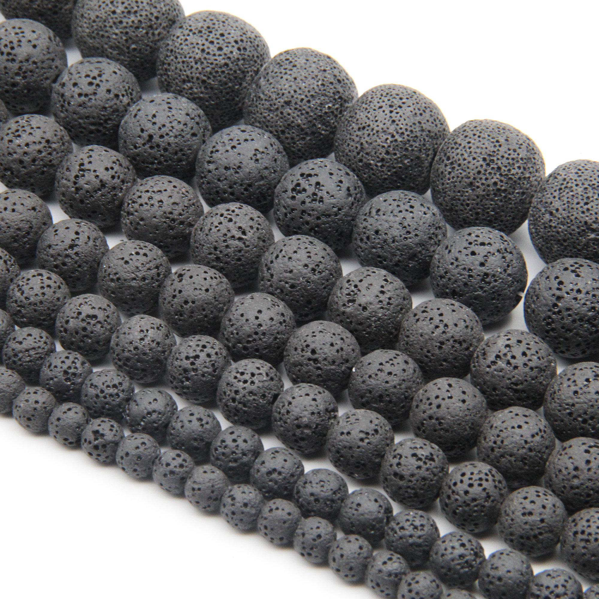 Genuine AAA Natural Black Lava Rock Raw Beads - 6mm 8mm 10mm 12mm 14mm 16mm 18mm Volcanic Rock Gemstone Round Beads