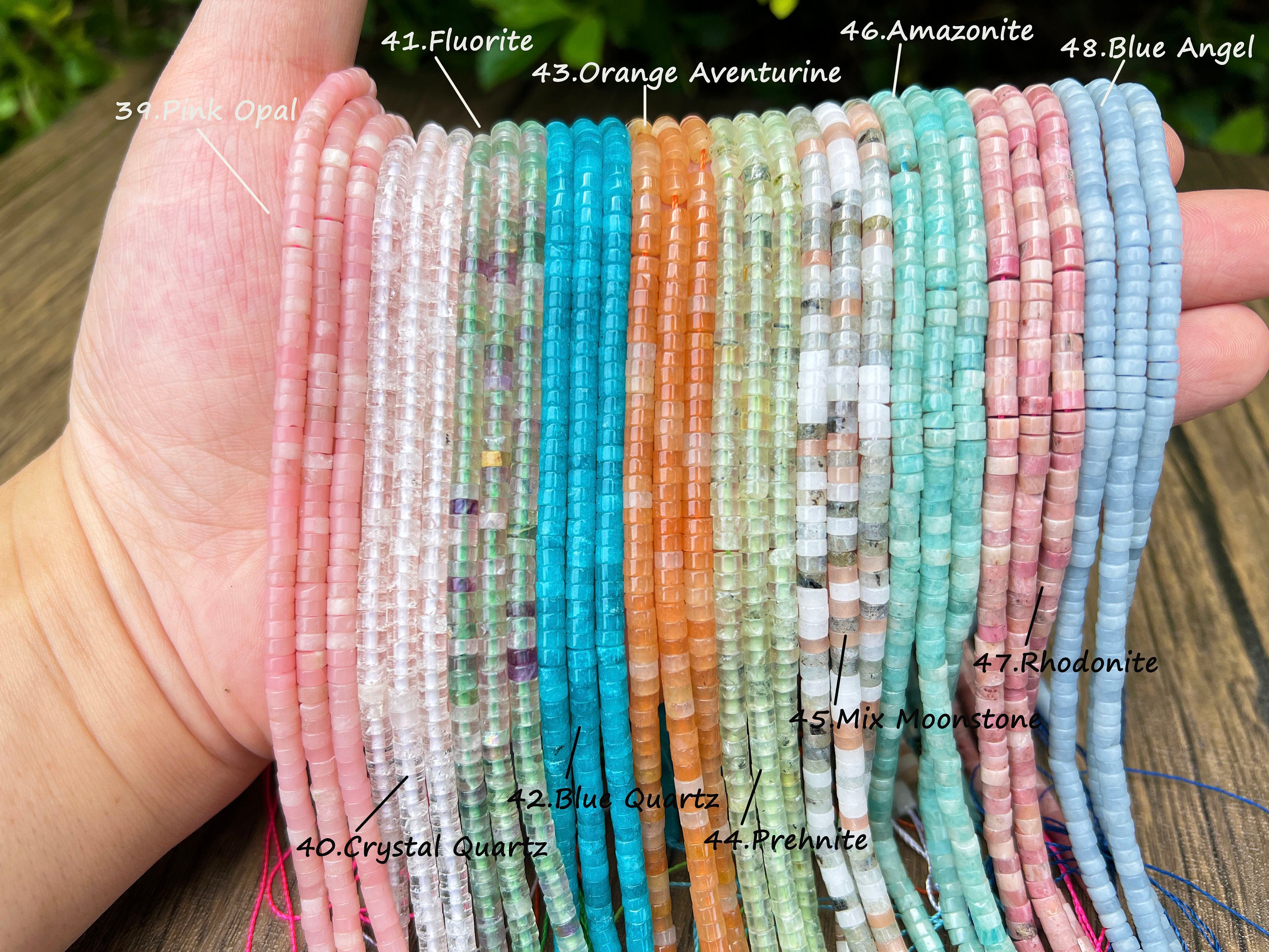 HeiShi Beads for Jewelry Making - 2x3mm & 2x4mm Natural Gemstone Rondelle Beads (Amethyst, Rose Quartz, Crystal, Amazonite & More)