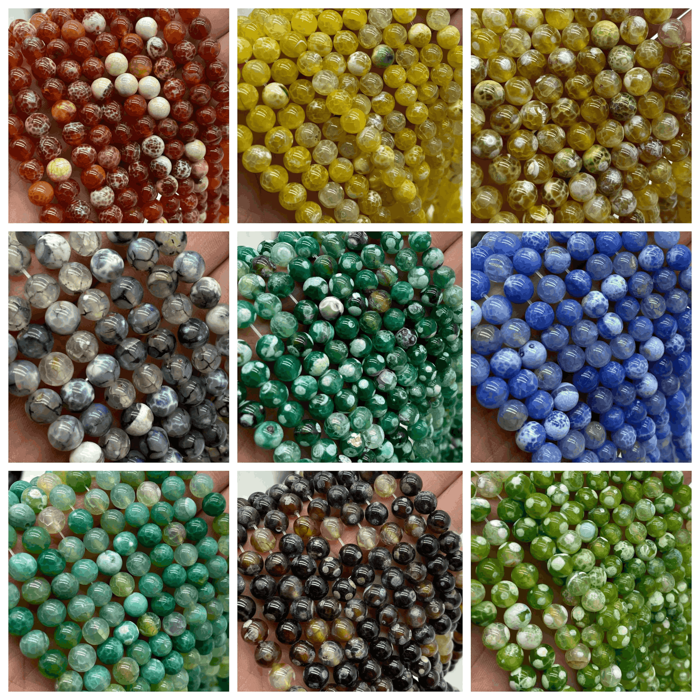 Fire Dragon Agate Beads - 6mm 8mm 10mm Multicolor Natural Gemstone Beads, Semi-Precious Stone, 15 Inch Strand Wholesale
