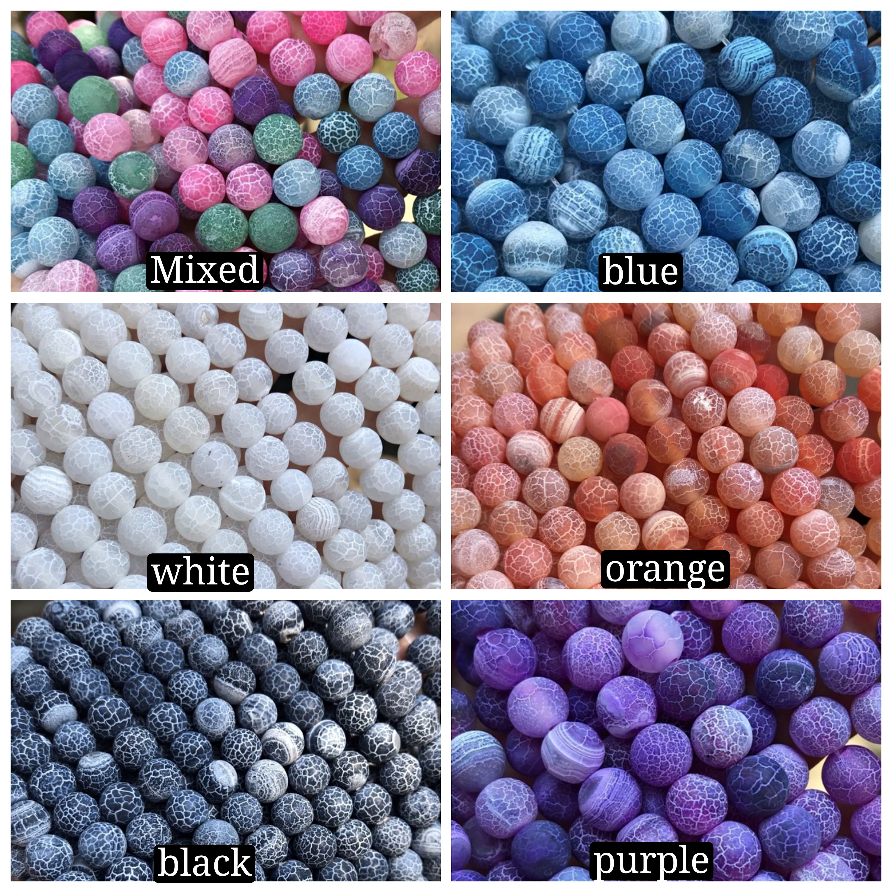 Weathered Agate Matte Round Beads (6mm, 8mm, 10mm, 12mm) | Frosted Agate Beads Strand | 15 Inches for Jewelry Making