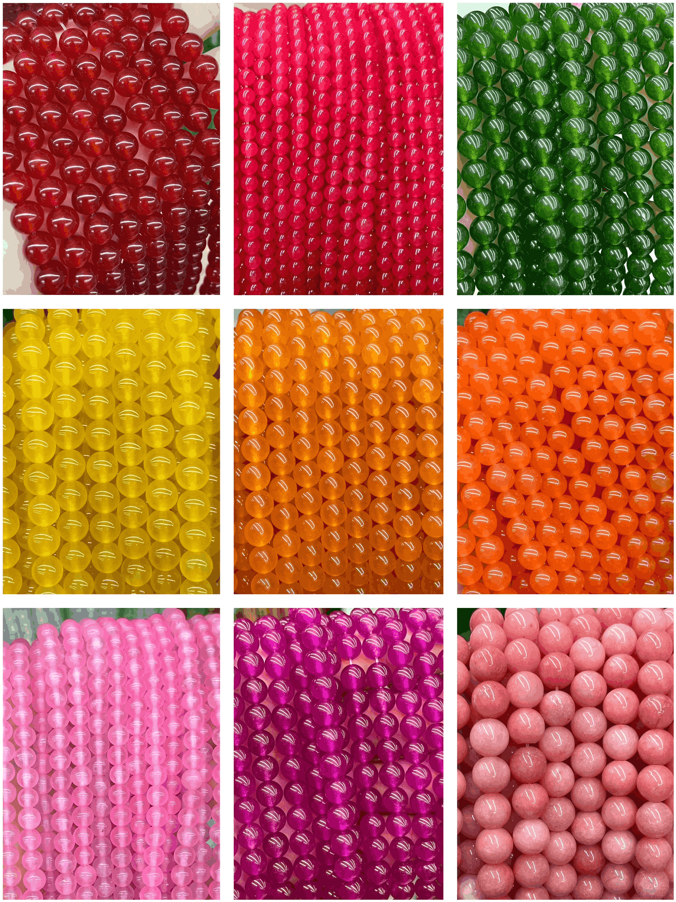 Wholesale Pink Rose Red Yellow Orange Red Malaysian Chalcedony Jade Beads - 4mm to 14mm Smooth Round Beads