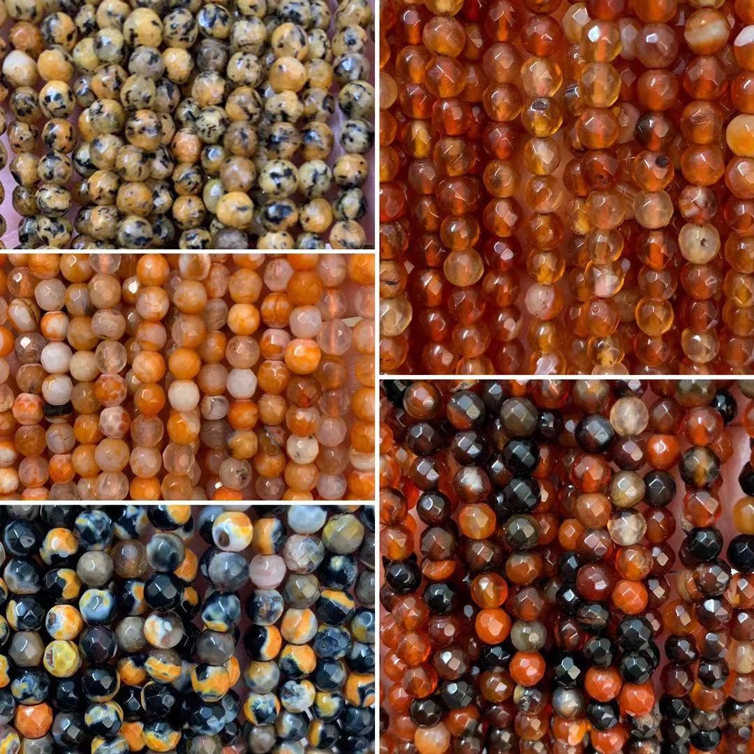 Orange Agate Beads: 4mm Semi-Precious Gemstone for Jewelry Making (90+ Beads)