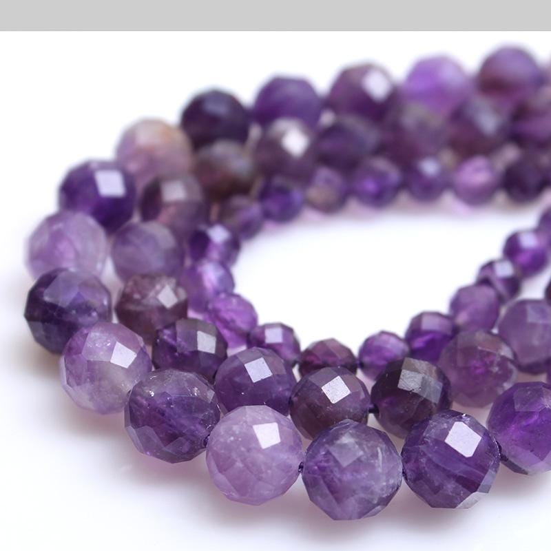Natural Round Purple Amethyst Loose Beads 2-10mm Sparkling Micro Faceted Gemstone |for DIY Jewelry Making and Decor