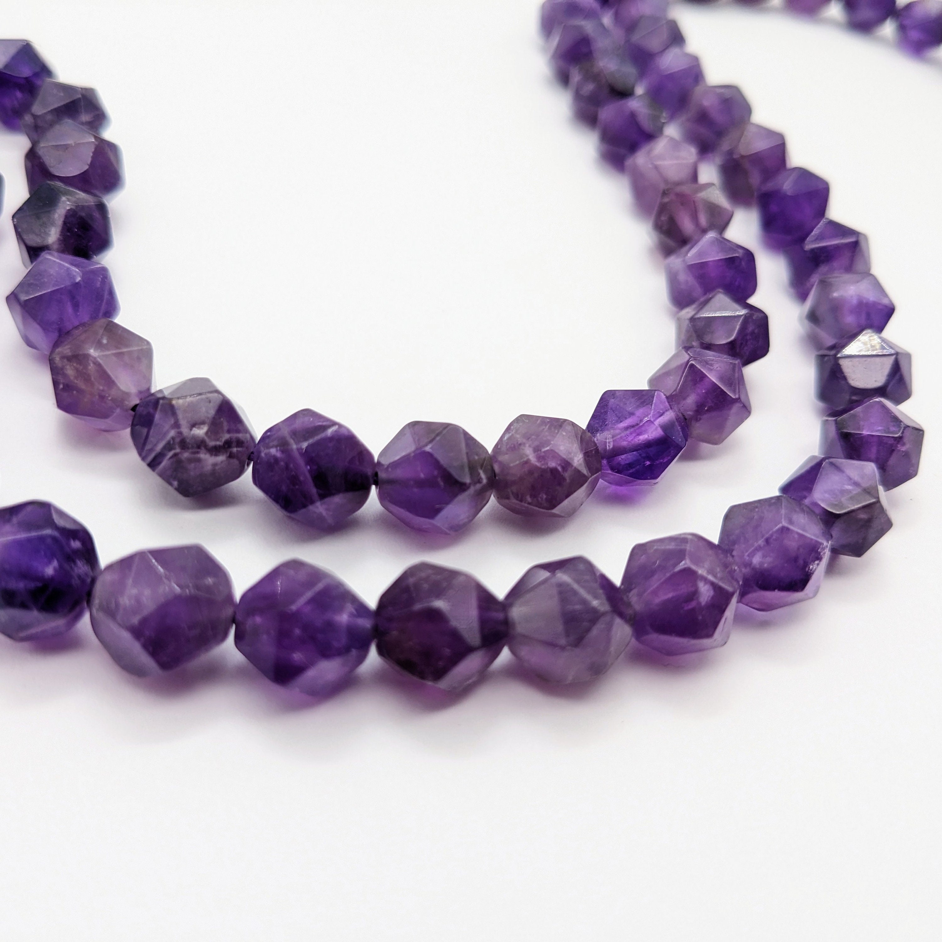 Amethyst Faceted Beads 4mm 6mm 8mm Round Centre Drilled Natural Stone Beads for Jewelry Making