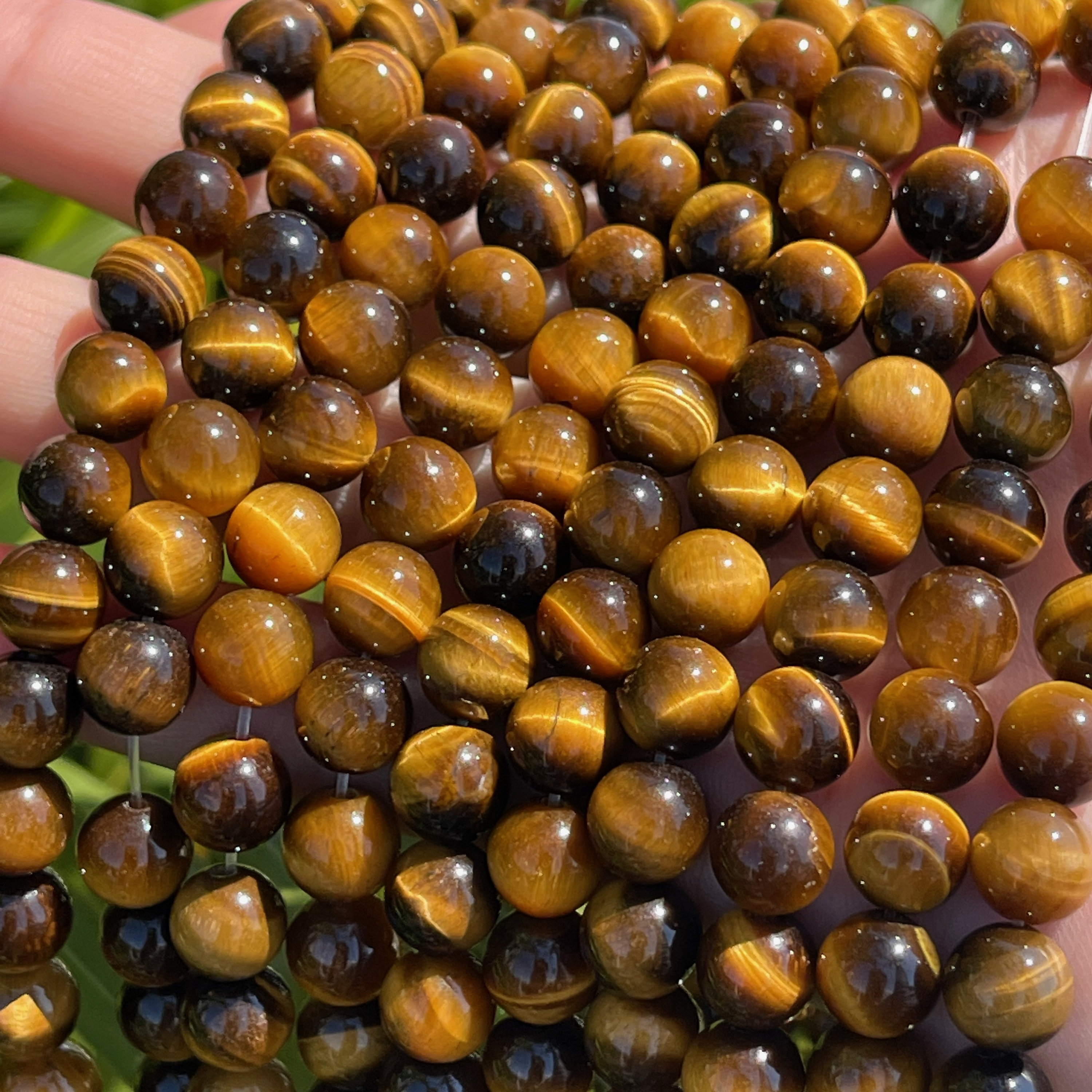 Round Tiger Eye Gemstone Beads Jewelry Making Supplies: AAA Grade Round Tiger Eye Gemstone Beads