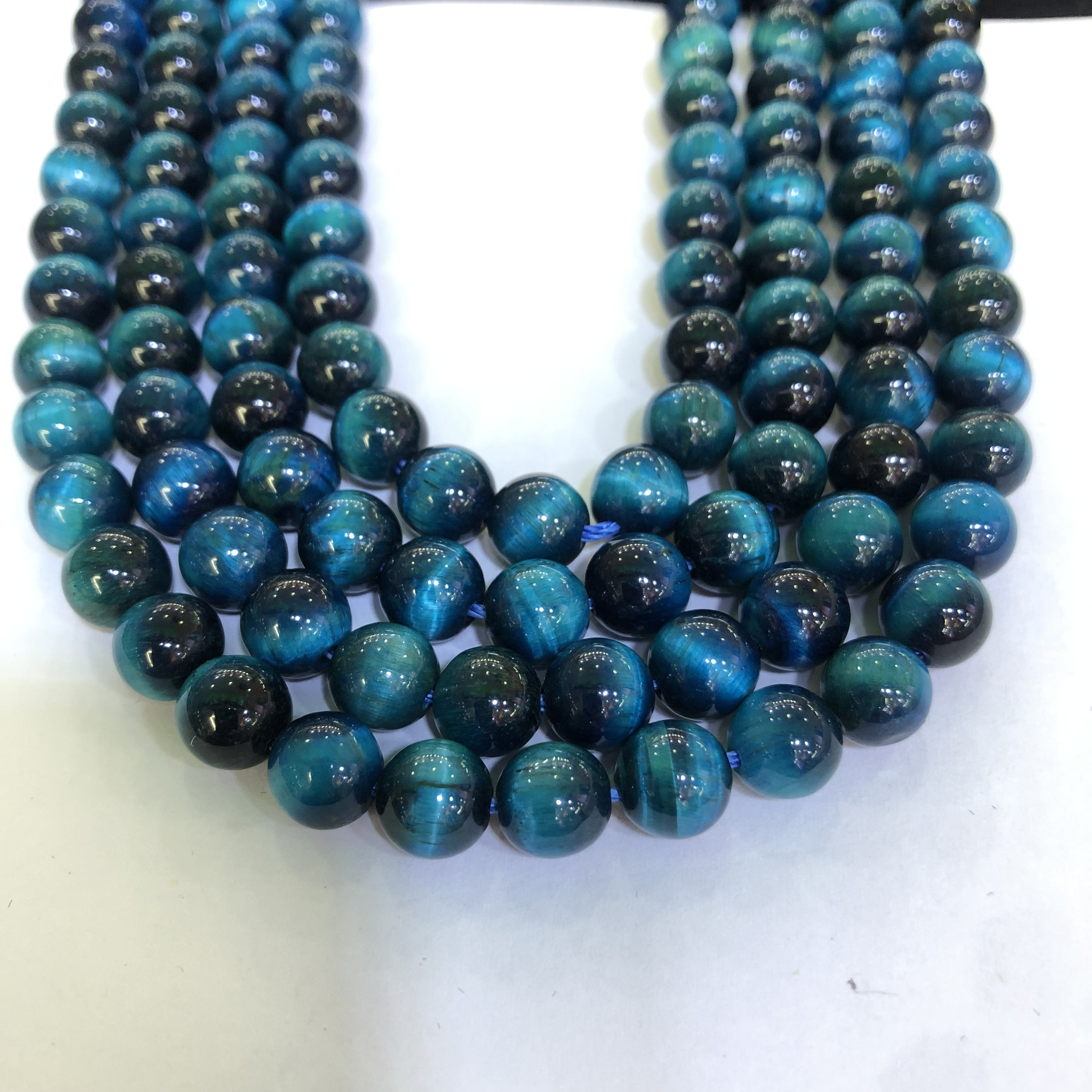 Natural Gray Blue Tiger Eye Beads Round AAA Grade (4mm-14mm) Gemstone