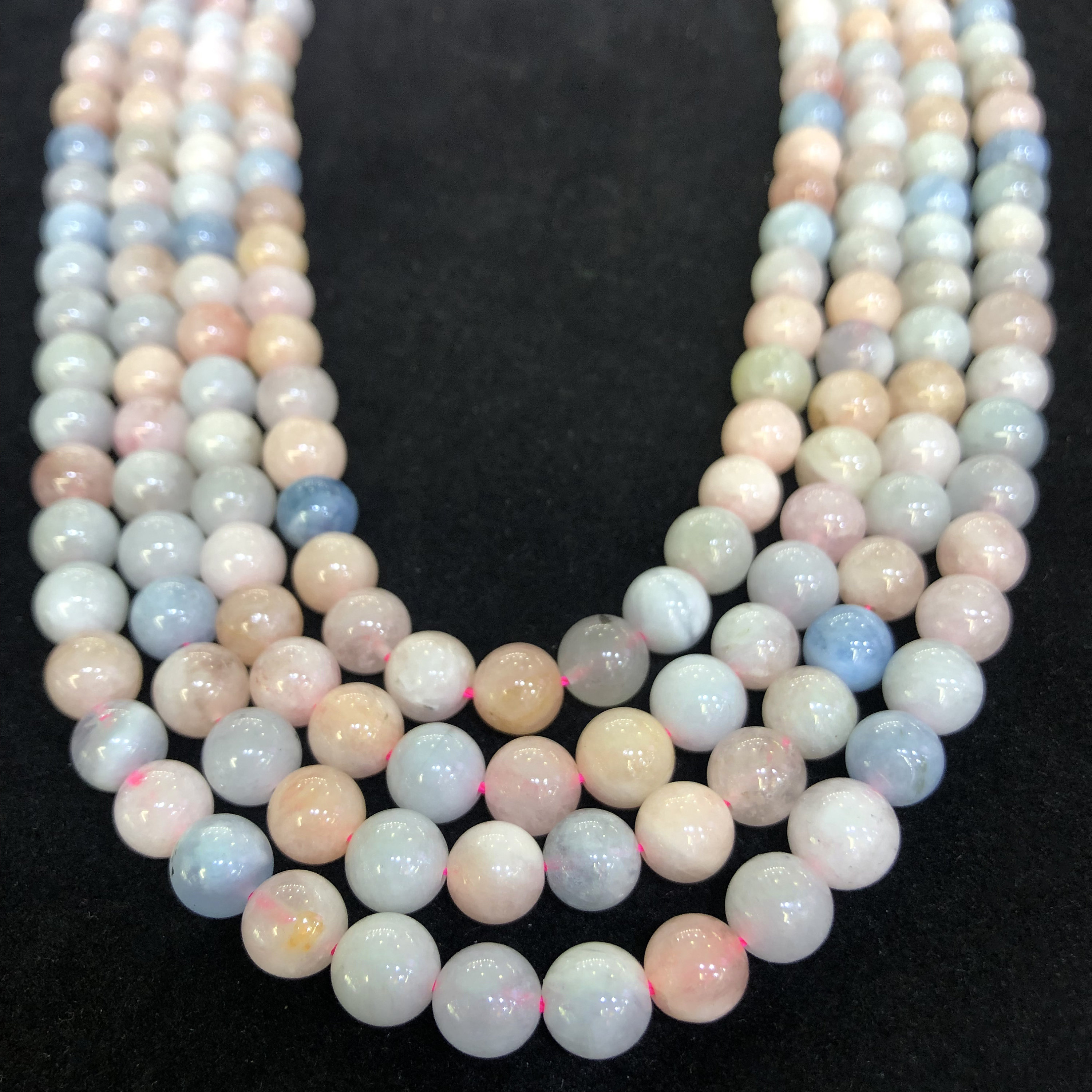 Natural Morganite Gemstone Beads Strand - Round Smooth Beads, Colorful 15 Inch for Jewelry Making
