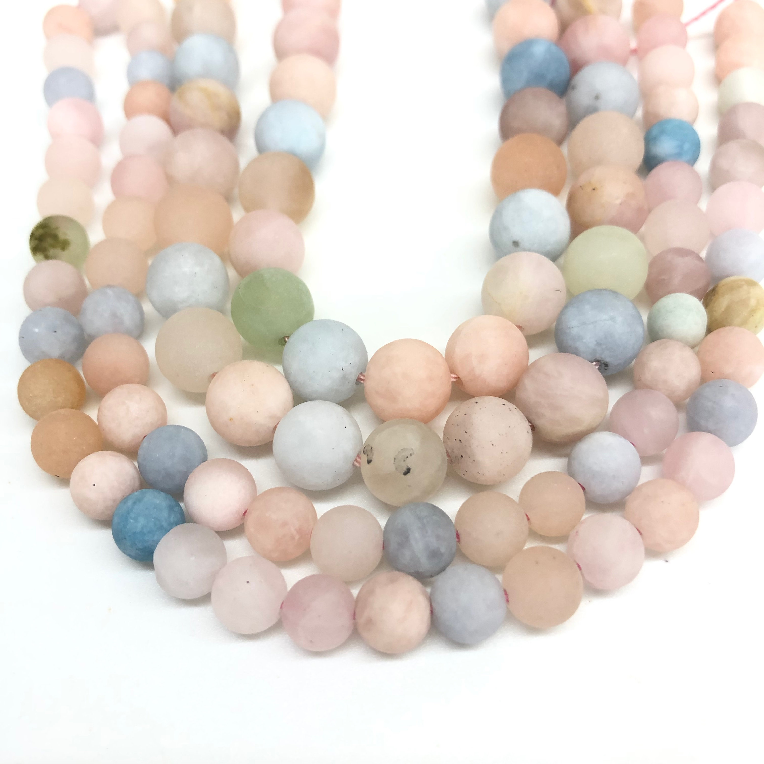 Natural Matte Morganite Beads Strand - 15 Inch for Jewelry Making, DIY Gemstone Beads