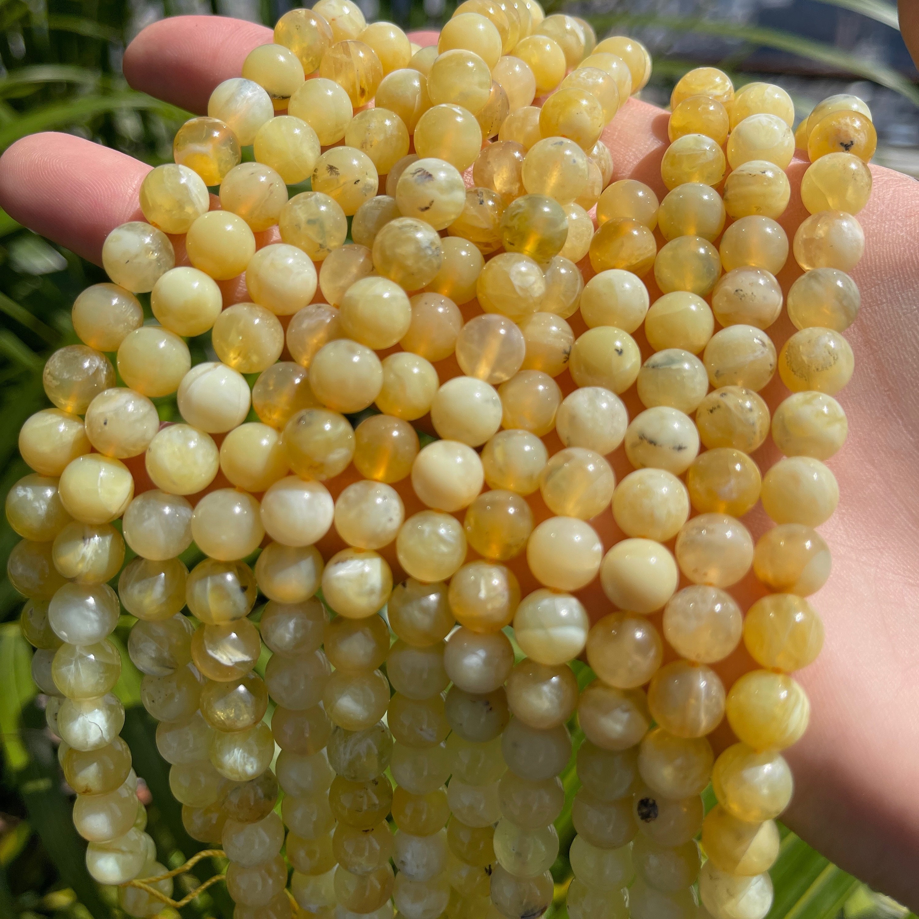 Round Yellow Opal Beads for Jewelry Making | AAA Quality Gemstone Beads