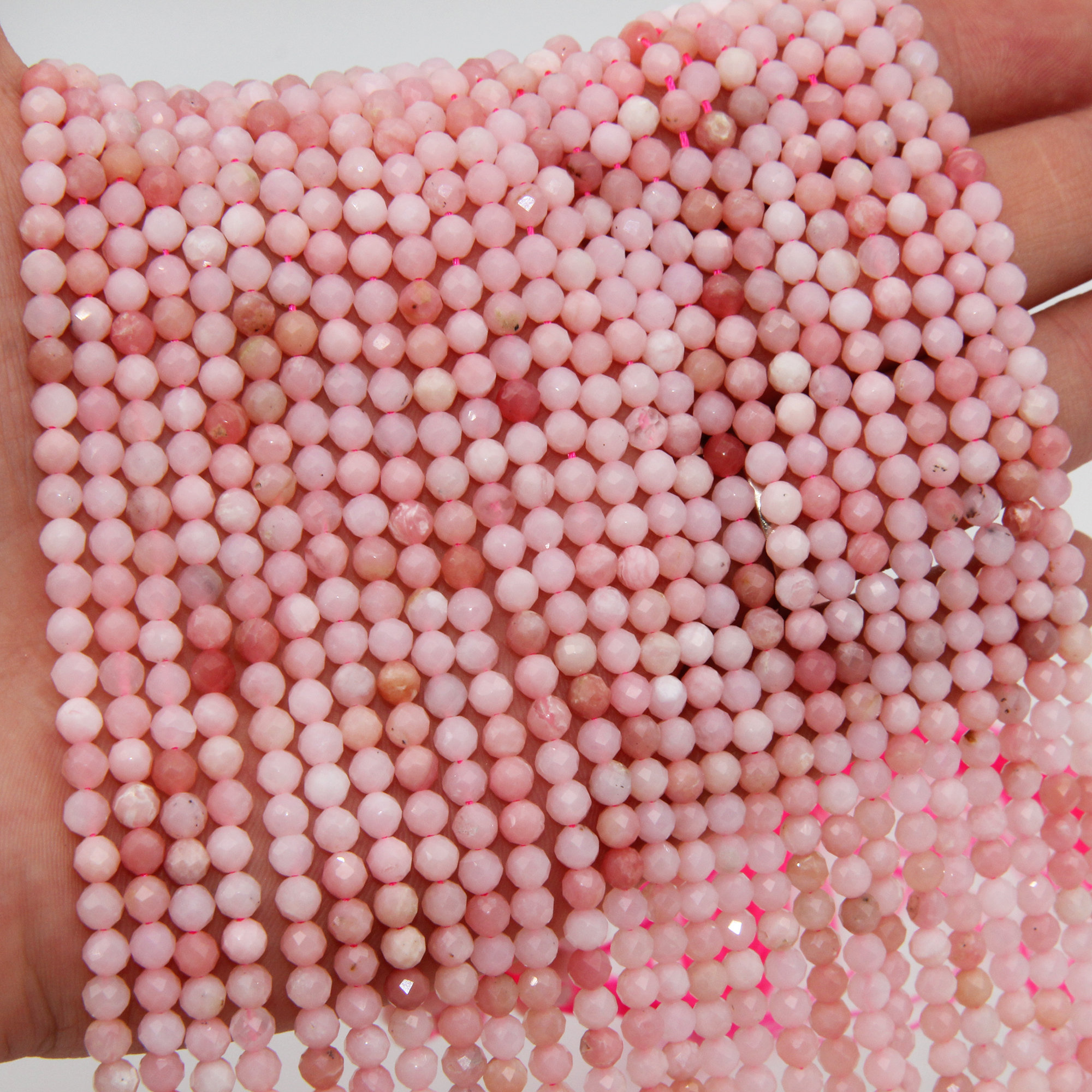 High Quality Natural Pink Opal Beads - 2mm 3mm 4mm Faceted Round Semi Precious Gemstone Beads